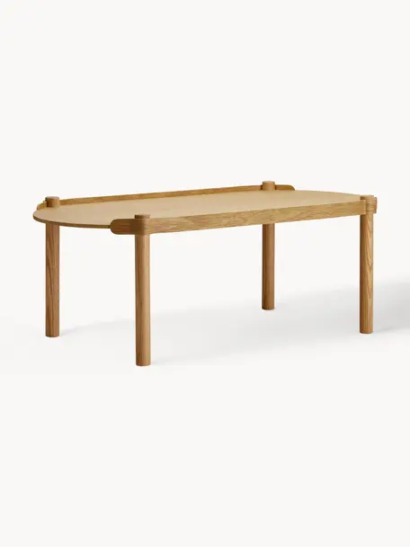 Table basse ovale en bois de chêne Woody, Bois de chêne, certifié FSC, Bois de chêne, larg. 105 x prof. 50 cm