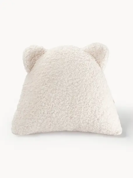 Coussin moelleux en peluche Bear, Blanc cassé, larg. 37 x long. 40 cm