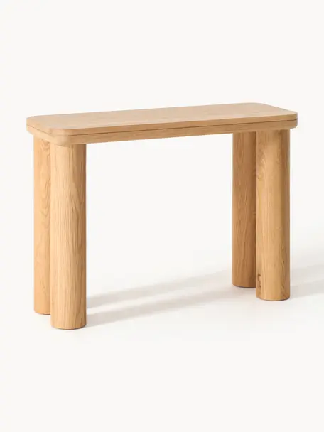 Konzolový stolík z dubového dreva Kalia, Masívne dubové drevo, ošetrené olejom

Tento produkt je vyrobený z trvalo udržateľného dreva s certifikátom FSC®., Dubové drevo, ošetrené olejom, Š 110 x V 77 cm