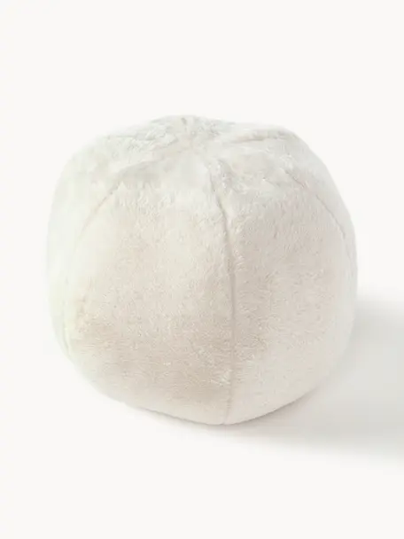 Cuscino arredo rotondo in ecopelliccia Ginny, Rivestimento: pelliccia sintetica (100%, Bianco latte, Ø 33 cm