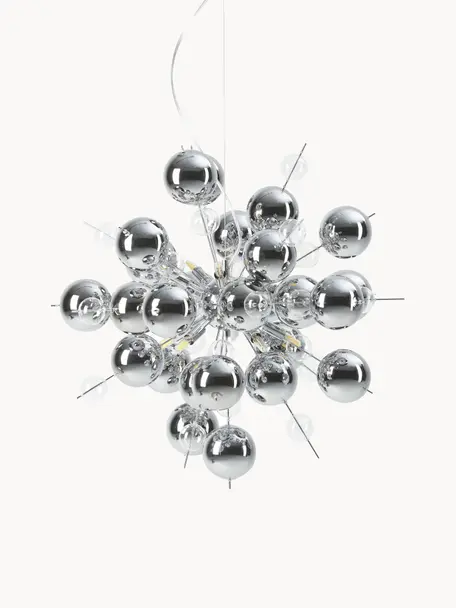 Závěsné svítidlo se skleněnými koulemi Explosion, Stříbrná, Ø 65 cm