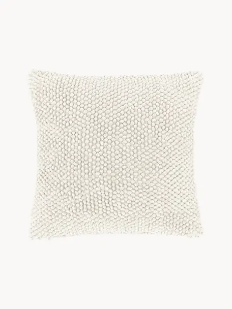 Housse de coussin 45x45 blanc cassé Indi, 100 % coton bio, certifié BCI, Blanc cassé, larg. 45 x long. 45 cm