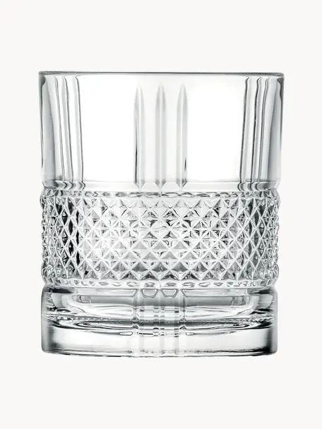 Bicchieri in cristallo con rilievo Brillante 6 pz, Cristallo, Trasparente, Ø 8 x Alt. 9 cm, 340 ml