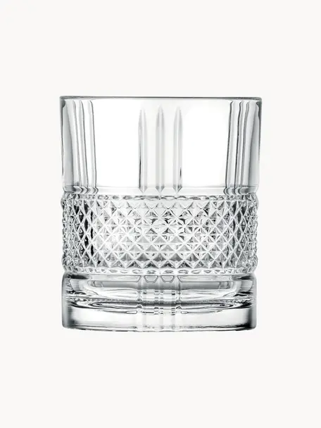 Bicchieri long drink in cristallo con rilievo Brillante 6 pz, Cristallo, Trasparente, Ø 8 x Alt. 9 cm, 340 ml