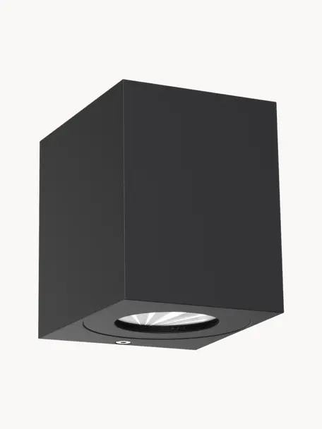 Applique di design a LED da esterno Canto Kubi, Lampada: alluminio rivestito, Nero, Larg. 9 x Alt. 10 cm