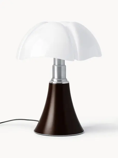 Lampada da tavolo grande a LED con luce regolabile Pipistrello, regolabile in altezza, Struttura: metallo, alluminio rivest, Marrone scuro opaco, Ø 40 x Alt. 50 - 62 cm