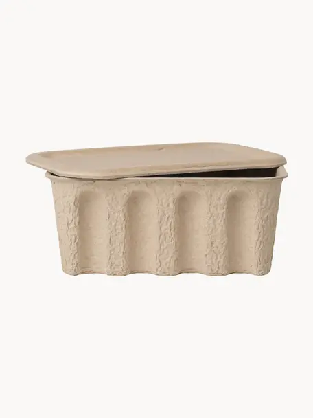 Skladovací boxy z papírové buničiny Pulp, D 18 cm, 2 ks, Papírová buničina, Béžová, Š 28 cm, H 18 cm