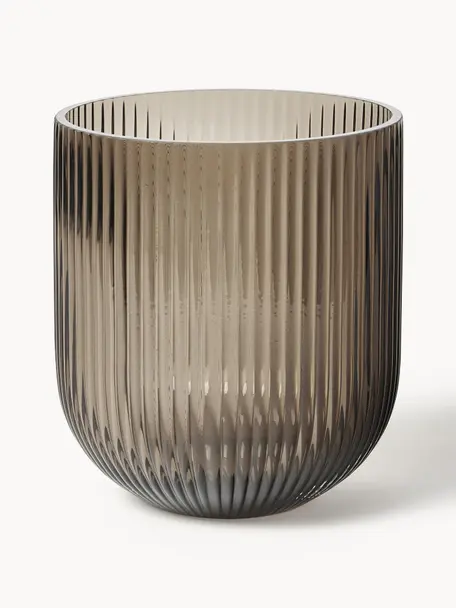 Vaso in vetro Simple Stripe, alt. 18 cm, Vetro, Greige, semi trasparente, Ø 16 x Alt. 18 cm