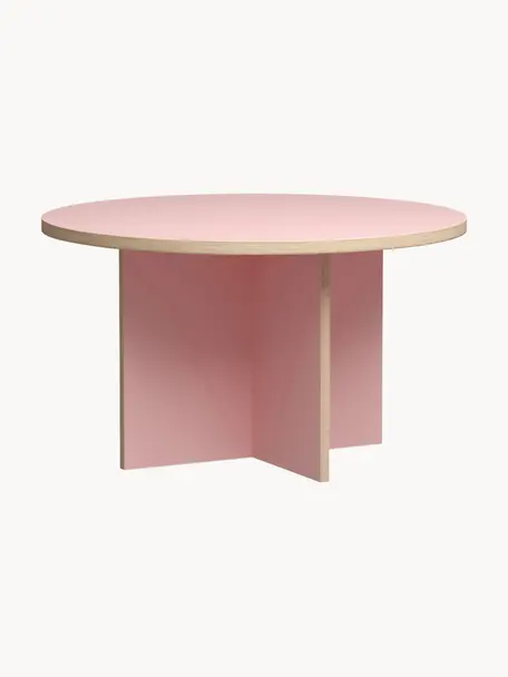 Ronde eettafel Cirkel, Ø 129 cm, Tafelblad: Eurolight, MDF, gelaminee, Frame: Eurolight, MDF, gelaminee, Lichtroze, Ø 129 cm