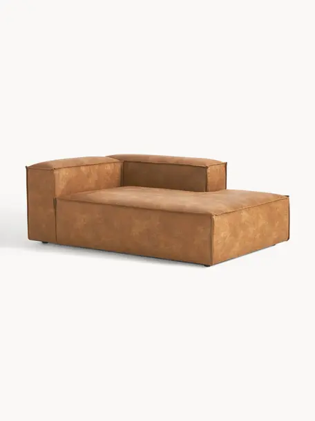 Ottomane-Eckmodul Lennon aus recyceltem Leder, Bezug: Recyceltes Leder (70 % Le, Gestell: Massives Holz, Sperrholz, Füße: Kunststoff Dieses Produkt, Leder Braun, B 119 x T 180 cm, Eckteil rechts