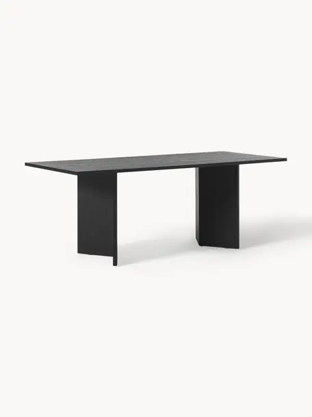 Drevený jedálenský stôl Toni, 200 x 90 cm, MDF-doska strednej hustoty s jaseňovou dyhou, lakovaná s FSC certifikátom, Jaseňové drevo, čierna lakované, D 200 x Š 90 cm