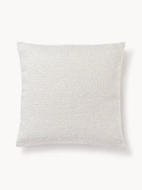 Housse de coussin en tissu bouclé Bellamie, Tissu bouclé (95 % polyester, 5 % polyacrylique), Blanc, larg. 60 x long. 60 cm