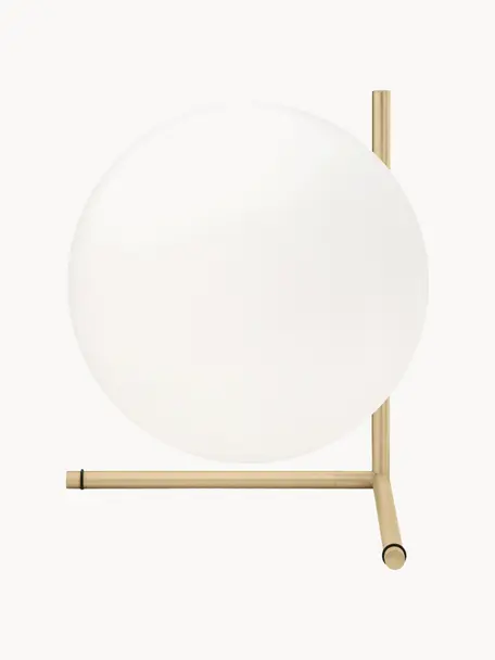 Lampa stołowa ze szkła dmuchanego z funkcją przyciemniania IC Lights, Stelaż: stal powlekana, Odcienie złotego, matowy, biały, S 30 x W 35 cm