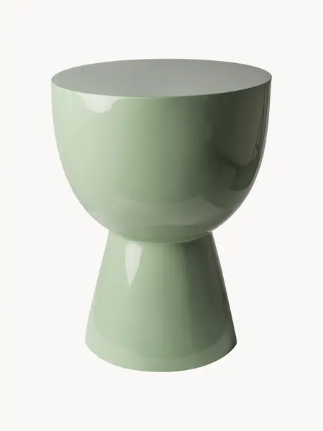 Tavolino rotondo Tam Tam, Plastica laccata, Verde salvia, Ø 36 x Alt. 46 cm