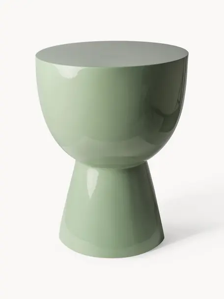 Tavolino rotondo Tam Tam, Plastica laccata, Verde salvia, Ø 36 x Alt. 46 cm