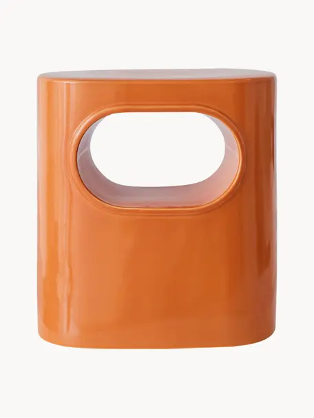 Ovale bijzettafel Space van keramiek, Keramiek, Oranje, B 36 x H 39 cm
