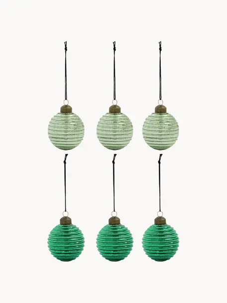 Bolas de Navidad-Set Lolli, 6 uds., Verde, verde claro, Ø 6 x Al 7 cm