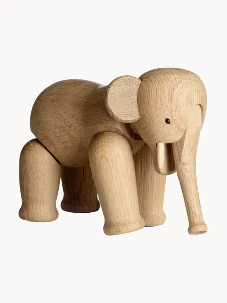 Oggetto decorativo fatto a mano in legno di quercia Elephant, Legno di quercia, Marrone chiaro, Lung. 17 x Alt. 12 cm