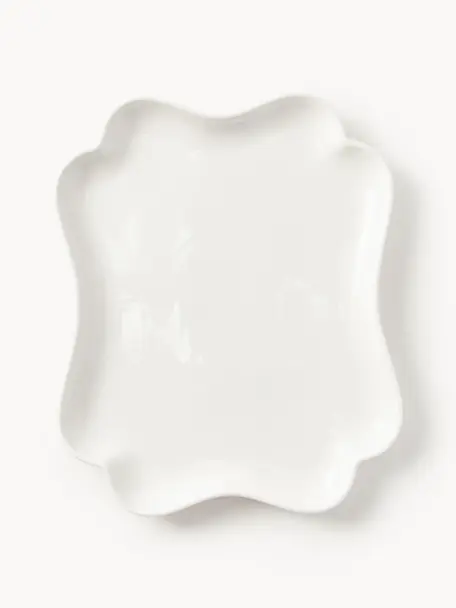 Półmisek z porcelany Nera, Porcelana glazurowana, Biały, błyszczący, S 34 x G 28 cm