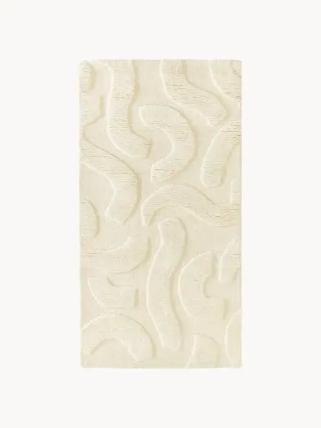 Ručne tkaný vlnený koberec s reliéfnou štruktúrou Clio, Krémovobiela, Š 160 x D 230 cm (veľkosť M)