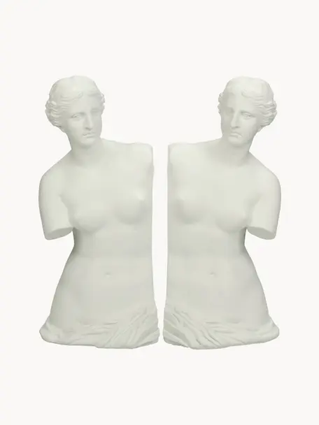 Ręcznie wykonana podpórka do książek Venus, 2 szt., Tworzywo sztuczne, Złamana biel, S 12 x W 26 cm