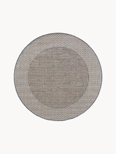 Okrągły dywan wewnętrzny/zewnętrzny River, 100% polipropylen, Kremowobiały, niebieski, ∅ 130 cm (Rozmiar M)
