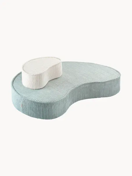 Pouf per bambini in velluto a coste Beans, Rivestimento: velluto a coste (100% pol, Velluto a coste azzurro, Larg. 95 x Prof. 78 cm