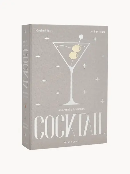 Cocktailset The Essentials, 3-delig, Doos: katoenen stof, grijs kart, Lichtgrijs, zilverkleurig, Ø 18 x H 26 cm