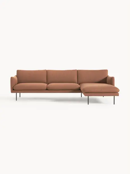 Canapé d'angle Moby, Tissu nougat, larg. 280 x prof. 160 cm, méridienne à droite