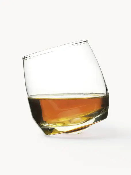 Bicchiere da whisky Rocking 6 pz, Vetro soffiato a mano, Trasparente, Ø 7 x Alt. 9 cm, 200 ml