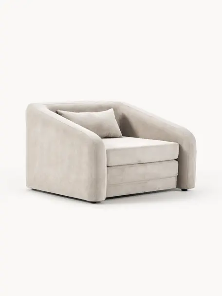 Sillón cama Eliot, Tapizado: 88% poliéster, 12% nylon , Patas: plástico, Tejido blanco crema, An 100 x F 94 cm