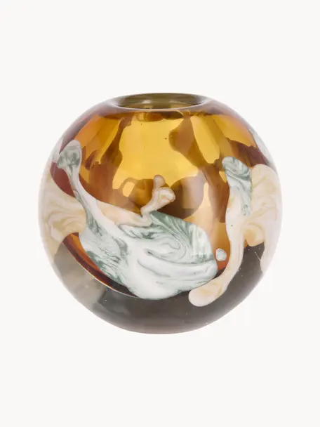 Vase boule en verre soufflé bouche Otea, haut. 11 cm, Verre, Multicolore, transparent, Ø 11 x haut. 11 cm