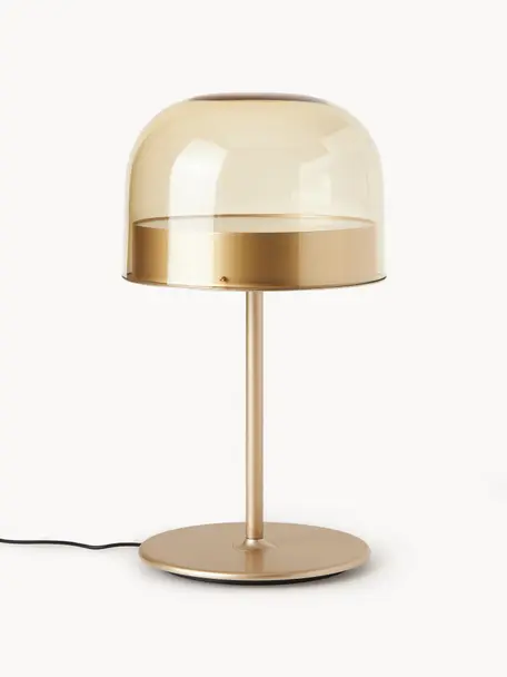 Lampada da tavolo a LED fatta a mano Equatore, Paralume: vetro, metallo rivestito, Struttura: metallo rivestito, Trasparente, dorato, Ø 24 x Alt. 43 cm