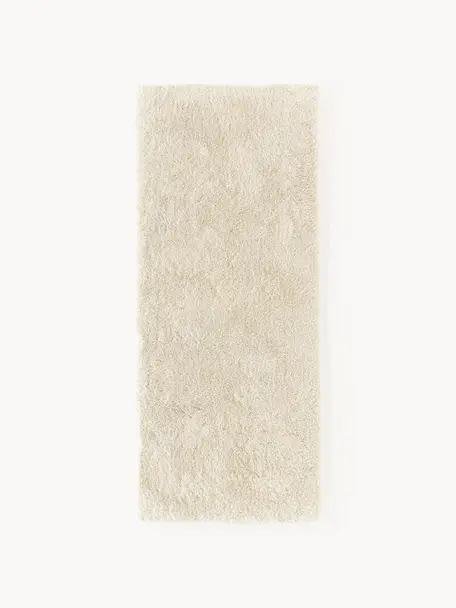 Flauschiger Hochflor-Läufer Leighton, Flor: Mikrofaser (100% Polyeste, Cremeweiß, B 80 x L 200 cm