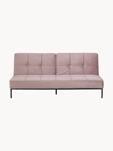 Divano letto 3 posti in velluto Perugia, Rivestimento: poliestere Il rivestiment, Piedini: metallo verniciato, Velluto rosa antico, Larg. 198 x Prof. 95 cm