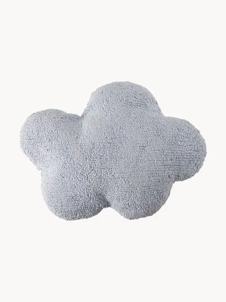 Cuscino morbido in cotone fatto a mano Nuvola, Custodia: 97% cotone, 3% fibra sint, Azzurro, Larg. 52 x Lung. 42 cm