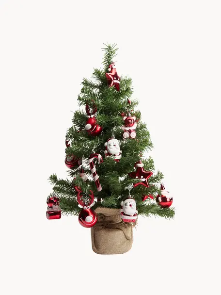 Künstlicher Weihnachtsbaum Imperial, 21er-Set, Kunststoff, Dunkelgrün, Rot, Weiß, Ø 41 x H 75 cm