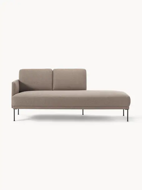 Chaise longue Fluente, Bekleding: 100% polyester Met 115.00, Frame: massief grenenhout, Poten: gepoedercoat metaal Dit p, Geweven stof nougat, B 202 x D 85 cm, rugleuning links