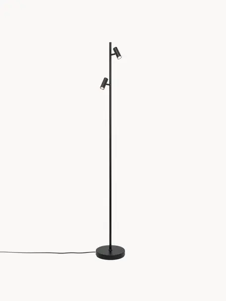 Dimbare LED leeslamp Omari, Lampenkap: gecoat metaal, Lampvoet: gecoat metaal, Zwart, H 141 cm