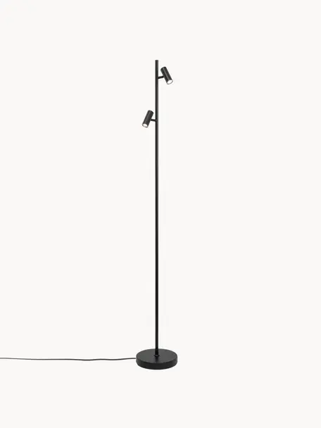 Lampada da terra a LED Omari, Paralume: metallo rivestito, Nero, Alt. 141 cm