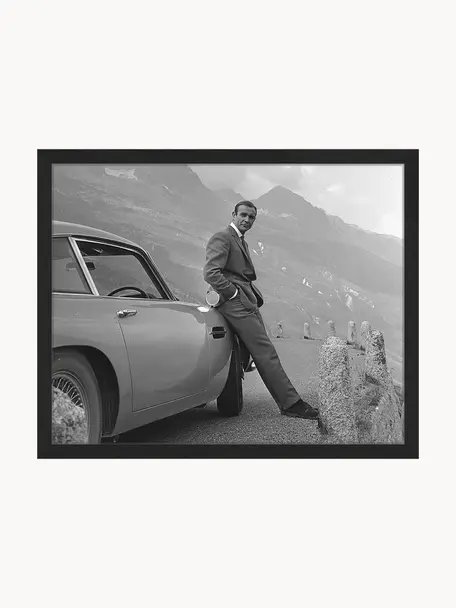 Stampa digitale incorniciata Sean Connery (James Bond), Immagine: stampa digitale su carta,, Cornice: legno verniciato, Nero, bianco, Larg. 43 x Alt. 33 cm