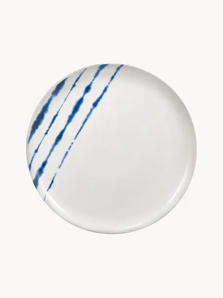 Platos llanos de porcelana Amaya, 2 uds., Porcelana, Blanco, azul, Ø 26 x Al 2 cm