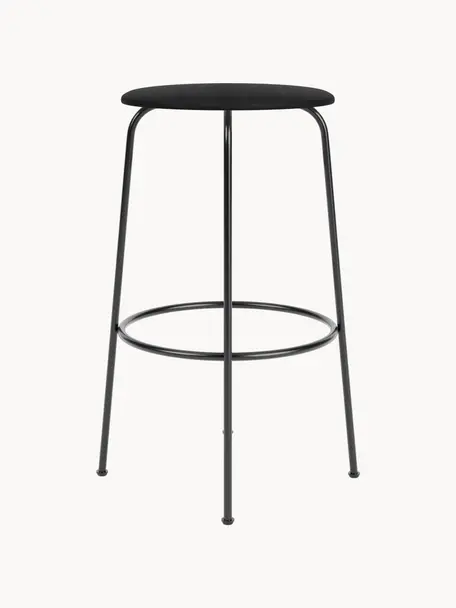 Tabouret de comptoir en cuir Afteroom, Cuir noir, cadre noir, Ø 50 x haut. 75 cm