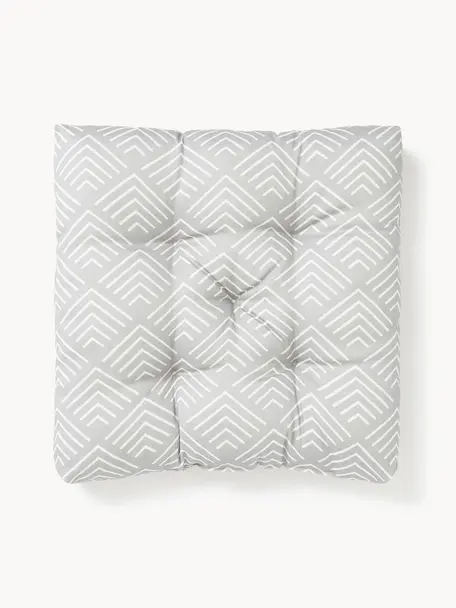 Coussin de chaise avec motif graphique Milano, Gris clair, blanc, larg. 40 x long. 40 cm