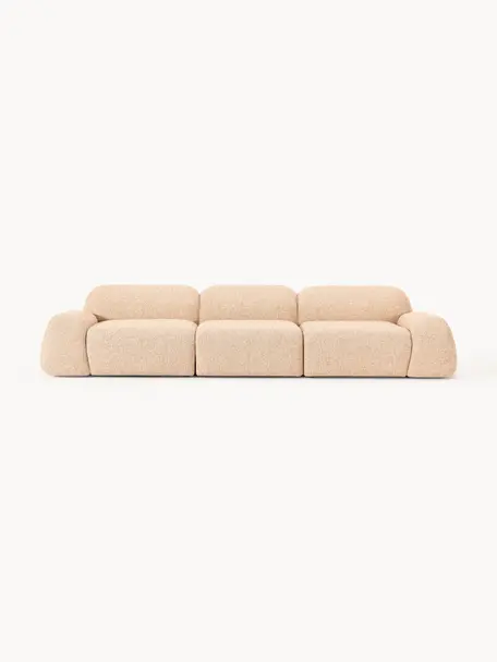 Modulares Sofa Wolke (4-Sitzer) aus Bouclé, Bezug: Bouclé (96 % Polyester, 4, Bouclé Orange, B 343 x T 118 cm