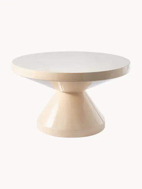 Tavolino rotondo Zig Zag, Plastica laccata, Beige chiaro, Ø 60 cm