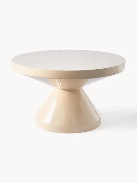 Tavolino rotondo Zig Zag, Plastica laccata, Beige chiaro, Ø 60 cm