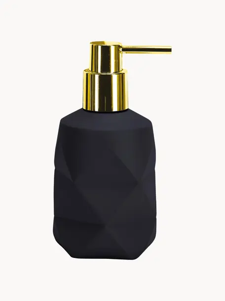 Distributeur de savon Crackle, Noir, couleur dorée, Ø 8 x haut. 17 cm