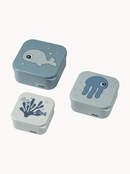 Boîtes à goûter pour enfants Sea Friends, 3 élém., Plastique, Tons bleus, Lot de différentes tailles
