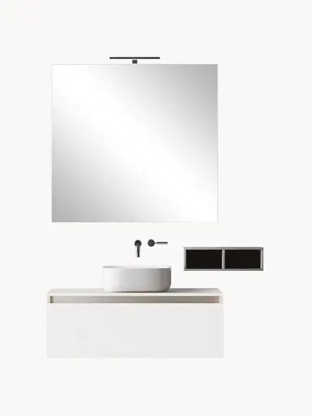 Waschtisch-Set Perth, 5-tlg., Spiegelfläche: Spiegelglas, Rückseite: ABS-Kunststoff, Weiß, Set mit verschiedenen Größen